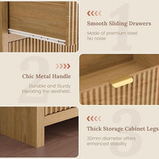 Fluted Sideboard Buffet Cabinet with Storage Drawers, 55