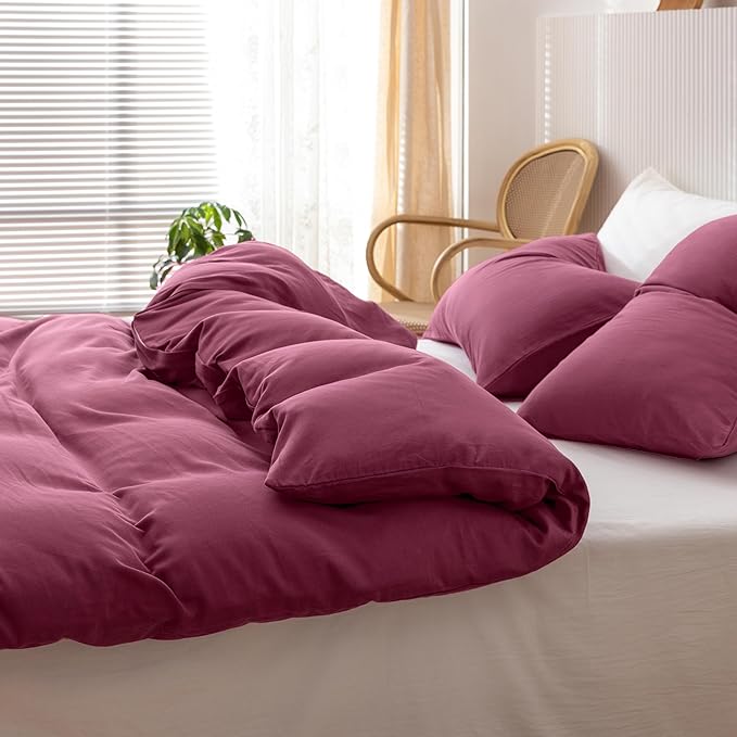 HeimenAogo Egyptian Cotton Duvet Cover Set Twin/Twin XL, Ultra Soft and Breathable Comforter Cover with Zipper Closure, High Thread Count Long Staple Cotton Blanket Cover 2pcs Heather Rose
