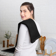 100% Cotton Waffle Weave Kitchen Dish Towels – Solid, Ultra Soft, Scratch-Free & Superb Absorbent - Quick Drying Cleaning Towels,Perfect disch Cloth 13 x 28-12 Pack, Black