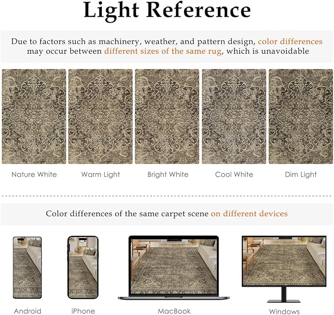 2x7 Washable Brown Runner Rug Vintage Hallway Kitchen Carpet Non-Slip Soft Low Pile Distressed Throw Rug for Bedroom Bathroom Laundry Living Room