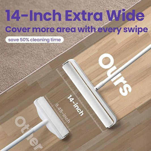 DELOMO 14.17" Large Lint Roller Refills (4 Packs 200 Sheets) – Compatible Only with DELOMO 14.17 in Giant Lint Roller – Extra Sticky Floor Lint Roller Refill for Carpets, Bedding, Couches, Pet Hair