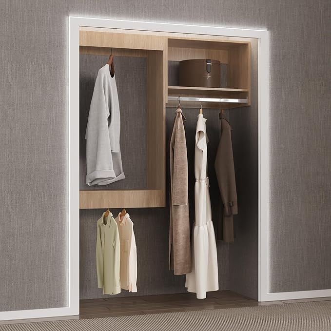 Wooden Modular Closet Organizer, 52" Wide Tower, Hanging, Wall Mounted, Bedroom Wardrobe organisee System