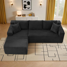 105''Sectional Cloud Couch with L Shaped Chaise,Modern Modular Sectional Sofa,Comfy Sectional Couches for Living Room,Bedroom,Apartment (Black, 105''W Left Facing Chaise)