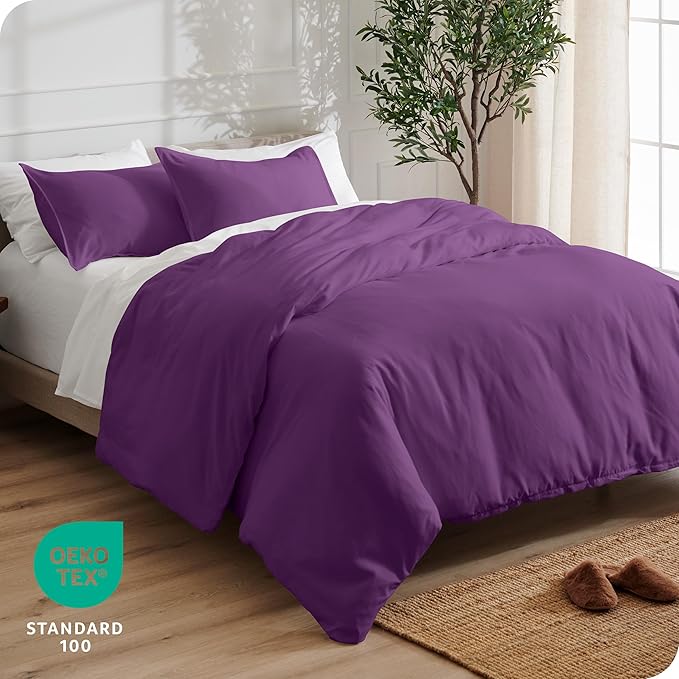 Bare Home Bedding Duvet Cover Extra Long Size - Premium 1800 Super Soft Collection - Lightweight, Cooling Duvet Cover - Soft Breathable Bedding (Twin/Twin XL, Plum)