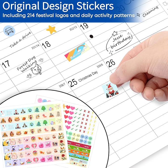 Desk Calendar 2026, Anti Ink Bleed, Transparent Cover, 2026 Desk Calendars 18 Months with Stickers, 17" x 12" Large Desktop Calendar 2026-2027 for Family, Office, Student, Teacher Supplies- Simple