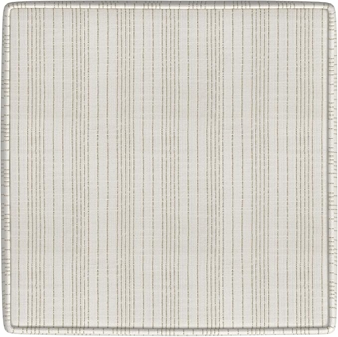 Homepop Home Decor Classic Square Storage Ottoman with Lift Off Lid | Ottoman with Storage for Living Room & Bedroom, Marigold Pinstripe Cream Fabric