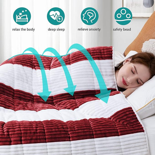 Sherpa Weighted Blanket for Adults 15lbs, 48"x72", Twin Full Size Fuzzy Heavy Throw Blanket for 120-160lbs, Microfiber Soft Thick Big Blankets Weighted Comforter Breathable Gift for Sleeping, Red
