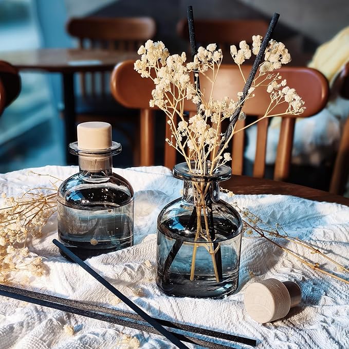 Brakula 2 Pack Reed Diffuser, Fresh Linen + Eucalyptus & Wild Mint (3.38 fl oz Each Pack), Home Fragrance with 12 Sticks, Shelf Decor, Reed diffusers for Home