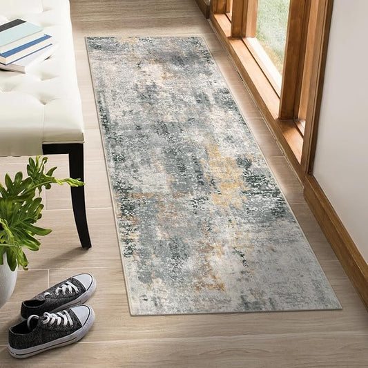 Lahome Modern Abstract Runner Rug - 2x6 Gray Washable Runners for Hallways Rugs for Living Room, Soft Non-Slip Contemporary Indoor Accent Laundry Room Carpet Runner for Gift Entryway Bedroom Door