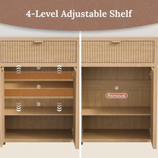 Fluted Sideboard Buffet Cabinet with Storage Drawers, 55