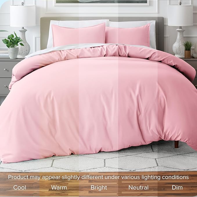 Bare Home Bedding Duvet Cover Extra Long Size - Premium 1800 Super Soft Collection - Lightweight, Cooling - Soft Breathable Bedding Duvet Cover (Twin/Twin XL, Light Pink)
