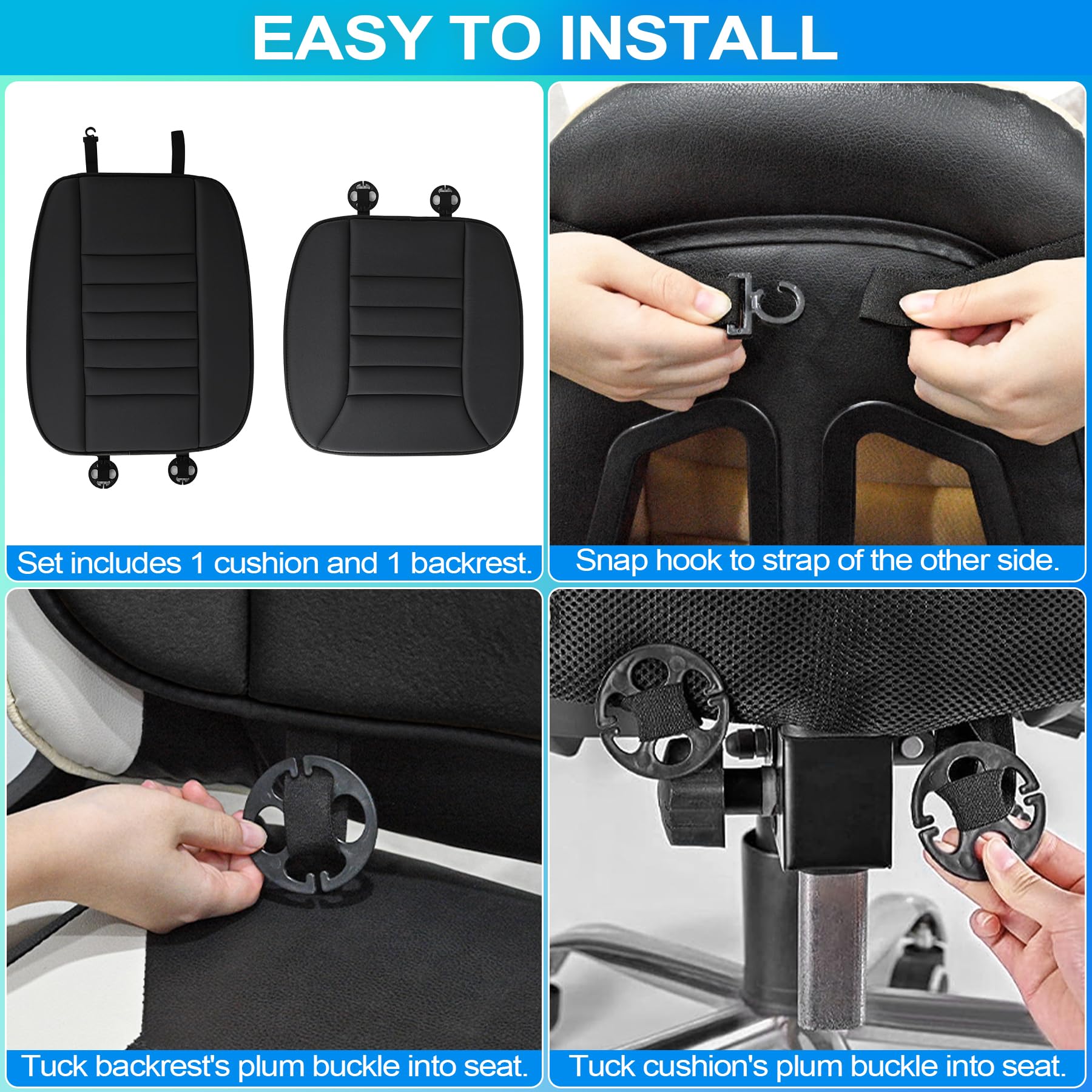 MYFAMIREA Truck Seat Cushion, Memory Foam Trucker Seat Cushion for Truck Driver Long Sitting with Adjustable Strap, Back Support and Pain Relief for Trucker Driving Car Office Chair and Pain Dormly
