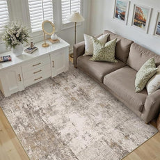 4x6 Washable Area Rug Brown Grey Abstract Entryway Office Throw Rug Neutral Modern Non Slip Soft Low Pile Indoor Carpet for Living Room Bedroom Kitchen Entrance