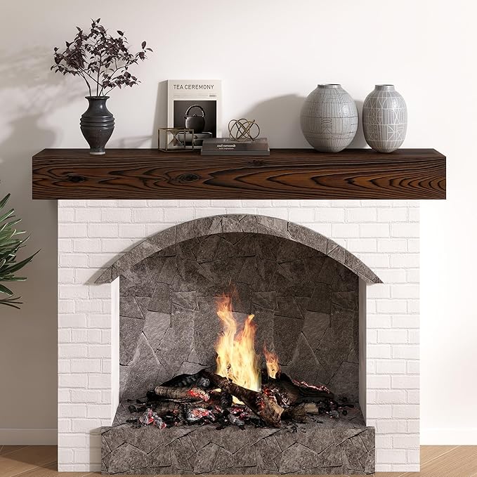 Dreamland Fireplace Mantel - Wall-Mounted Mantles for Over Fireplace - Farmhouse Fireplace Mantle Shelves - Handcrafted Wood Fireplace Mantels - Floating Fireplace Mantel 48 X 8 X 5 - Dark Brown