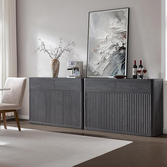 SICOTAS Buffet Cabinet with Storage - Storage Cabinet Sideboard with Doors & Shelves Accent Credenza Buffet Table with 4 Drawer Buffets & Sideboards for Living Room Dining Room Kitchen Entryway Office