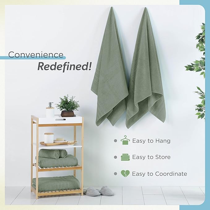 Martex 2-Pack Ultimate Performance Bath Sheet Set – 100% Cotton – 33” x 65” – Extra Large Bath Towels – Versatile – Low-Linting – Supersoft Bathroom Set – Super Absorbent – Easy Care – Sage