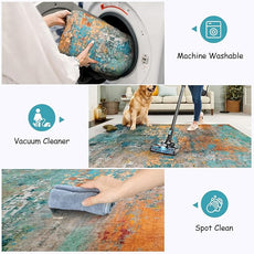 Lahome Modern Abstract 10x14 Area Rug for Living Room, Bedroom, Dining Room - Multicolor, Machine Made, Low Pile, Non Slip, Washable