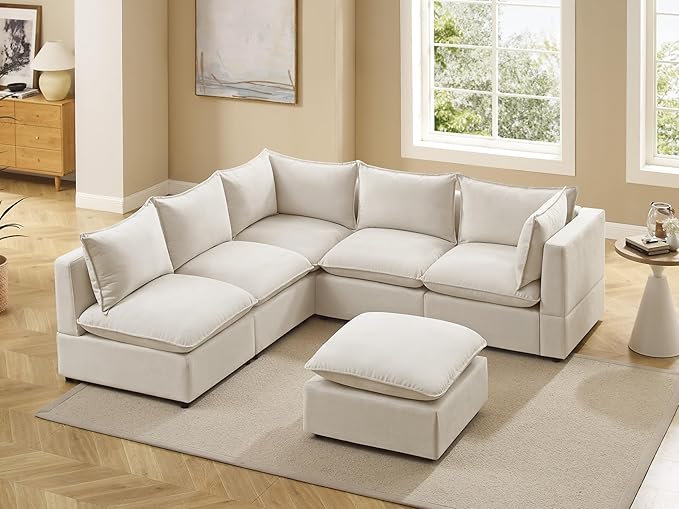 VANOMi Modular Sectional Sofa, 6 Seater Sleeper Sectional Sofa Modular Sectional Couch for Living Room, Sofa Bed-M