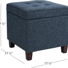 HomePop Square Tufted Storage Ottoman - Textured Navy, Small