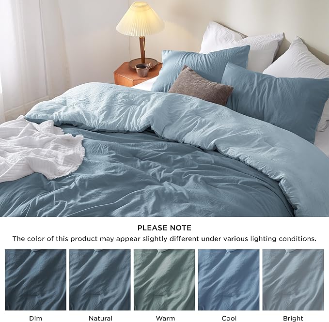 Bedsure Full Size Comforter Set, Reversible Blue Soft Prewashed Bedding for All Seasons, 3 Pieces Warm Down Alternative Bed Set, 1 Lightweight Comforter (82"x86") and 2 Pillowcases (20"x26")