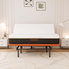 ESHINE Adjustable Bed Frame with Mattress + 12 Inch Memory Foam Mattress, Bluetooth APP Control, Wireless Remote, Zero Gravity, Anti Snore, King, Head and Foot Incline, 2000 Series