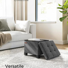 SONGMICS Storage Ottoman, Small Ottoman Foot Rest with Legs, 12.6 x 15.8 x 13.2 Inches Foot Stool, Load up to 660 lb, for Living Room, Bedroom, Dorm, Slate Gray ULSF012G01