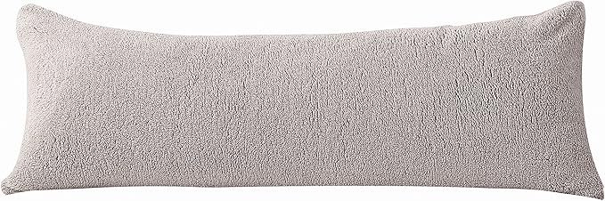 Reafort Ultra Soft Sherpa Body Pillow Cover/Case with Zipper Closure 21"x54" (21"x54" Body Pillow Cover, Taupe)