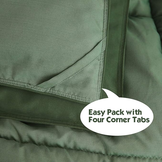 HIG 3 Pieces Green California King Comforter Set, Modern Breathable Box Stitched Duvet Insert Bedding Comforter, Soft Fluffy All Season Reversible Comforter Set Blanket with Corner Tabs for Bedroom