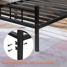 zizin Twin Size Metal Bed Frame with Headboard & Footboard 14 Inch Metal Platform Mattress Foundation Support with Steel Slat, Under Bed Storage, No Box Spring Needed