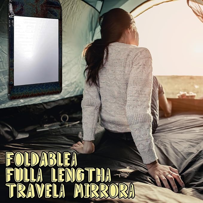 Travel Hanging Mirror Portable 16.5 x 11.8 Inch Shatterproof Back Door Hanging Makeup Mirror Wall Mounted for Camping, Dorm, Hiking, Backpacking, Dancers Event