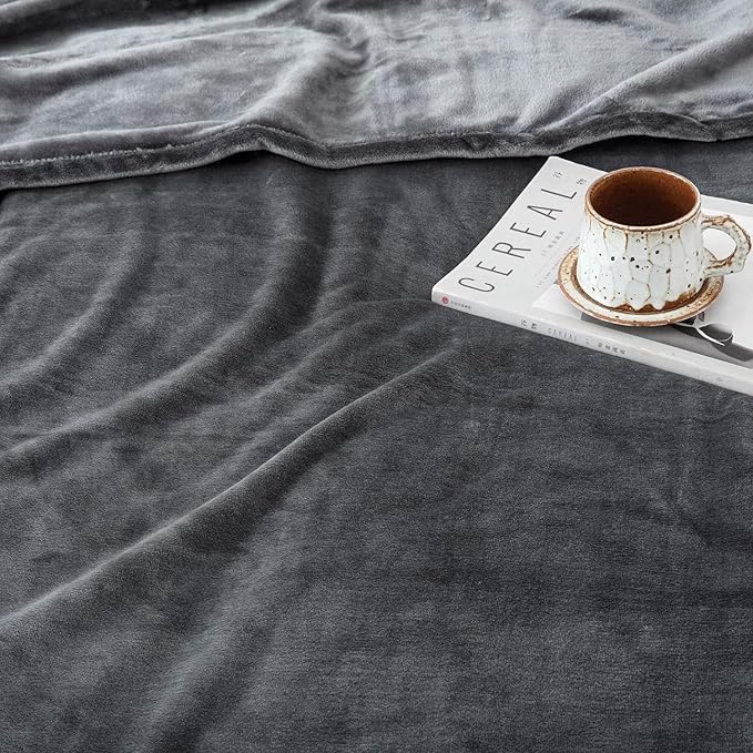 IR Imperial Rooms Fleece Blanket - Super Soft Fluffy Dark Grey Throw Blanket for Sofa and Bed - Warm and Cozy Lightweight 400 GSM Microfiber Bed Throws Blankets, 50 x 60 Inches (Throw/Travel)