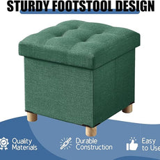BRIAN & DANY 15 Inches Ottoman with Storage, Square Small Storage Ottoman Foot Rest with Legs, Ottomans Foot Stool for Dorm, Living Room, Entryway (Dark Green)