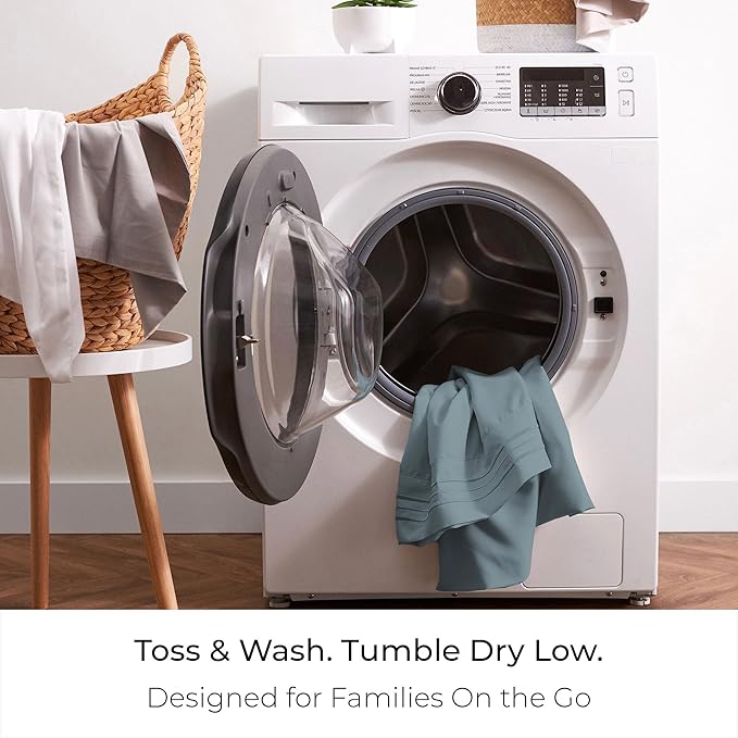 Mellanni California King Sheet Set - 6-Piece Iconic Collection Bedding, (Including 4 Pillowcases), 16-Inch Deep Pocket, Easy Care, Extra Soft, Cooling Sheets, Brushed Microfiber - Spa Blue