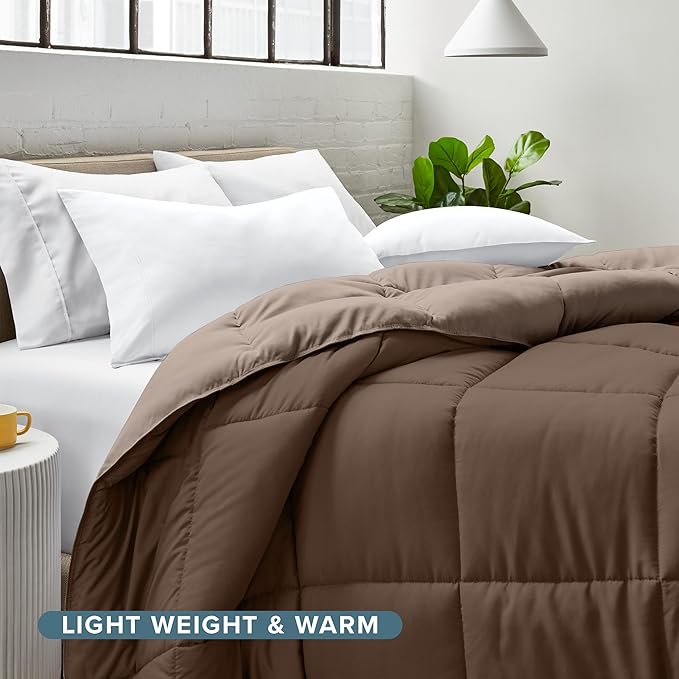 Bare Home King/California King Comforter - Reversible Colors - Goose Down Alternative - Ultra-Soft - Premium 1800 Series - All Season Warmth - Bedding Comforter (King/Cal King, Cocoa/Taupe)