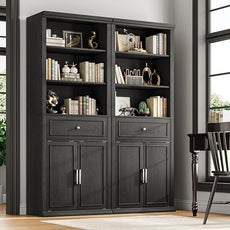 Rresyet Bookcase, 6 Tier Black Bookshelf 28