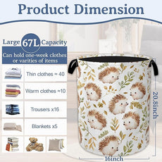 Cute Hedgehog Laundry Basket,Oxford Cloth Laundry Hamper With Handle Foldable Portable Clothes Storage Basket for Laundry Room/Bedroom/Bathroom 20.8
