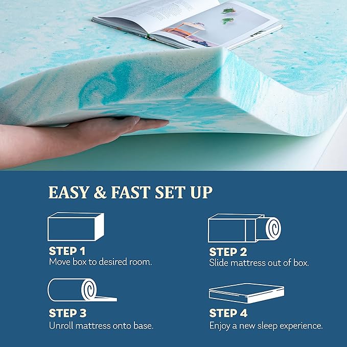 EGO Topper 4 Inch King Memory Foam Mattress Topper, Gel Foam Mattress Topper for Pressure Relief, Ventilated Design Bed Topper in a Box, CertiPUR-US Certified, 76"×80", Medium