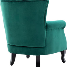 Mid Century Accent Chair Modern Tufted Wingback Armchairs Club Chair Velvet Fabric Single Sofa Lounge Chair with Pillow for Living Room, Green