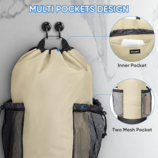 BALEINE 150L Laundry Bag Backpack, 900D Oxford Fabric Large Travel Laundry Bags with Shoulder Straps and 2 Mesh Pockets for College Dorm, Apartment, Laundromat (Beige, 150L)