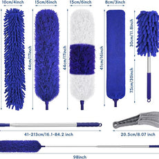 9PCS Dusters for Cleaning,Extendable Microfiber Duster with Extension Pole Up to 100'',Bendable Washable and Reusable Dusters Kit for Ceiling Fans, Blinds, High Ceilings, Furniture,Cars