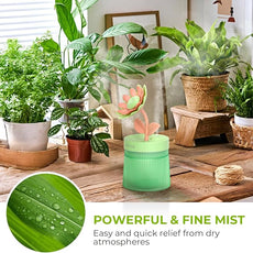 Cute Flower Mini Humidifier, 260ml Sunflower Desktop Humidifiers for Bedroom, Portable Small Cool Mist Humidification for Home, Baby Nursery, Office & Indoor Plants, USB Powered (Green)