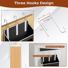 5-Tier Over The Door Storage Organizer with 10 Side Mesh Pockets, 48 lbs Load Capacity, 3 Hooks Design, Door Hanging Organizer with Clear Windows for Bathroom, Bedroom, Nursery, Kitchen-Black