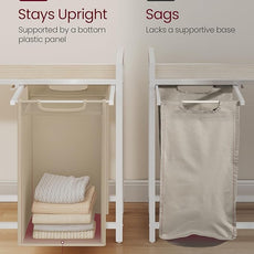 VASAGLE Laundry Hamper, Laundry Basket Sorter with 3 Pull-Out and Removable Bags, Shelf, Metal Frame, 3 x 10.6 Gallons (40 L), 36.4 x 13 x 28.4 Inches, Cappuccino Beige and Natural Beige UBLH301LH01