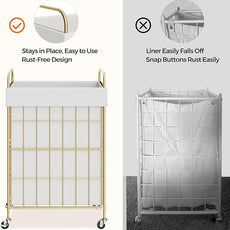 Laundry Hamper with Wheels, 90L Laundry Basket with Handle, Laundry Sorter with Removable Liner Bag