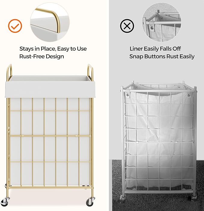 Laundry Hamper with Wheels, 90L Laundry Basket with Handle, Laundry Sorter with Removable Liner Bag