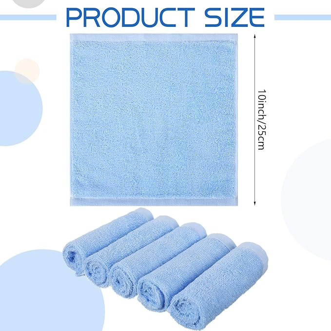 Newwiee 40 Count Wash Cloth Bulk Cotton Bath Hand Face Washcloths Soft Quick Drying Towel for Women Bathroom Washing Body Viscose Fiber Multipurpose Fingertip Rags(10 x 10 Inch,Blue)