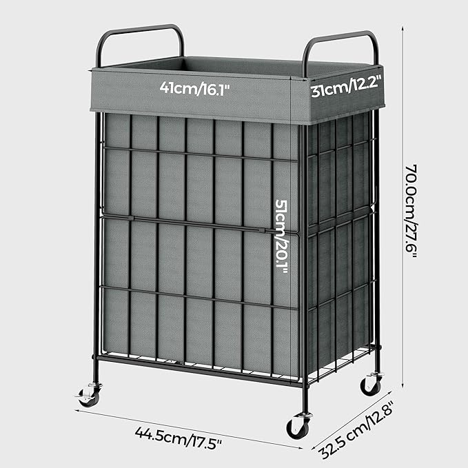 Laundry Hamper with Wheels, 90L Laundry Basket with Handle, Laundry Sorter with Removable Liner Bag