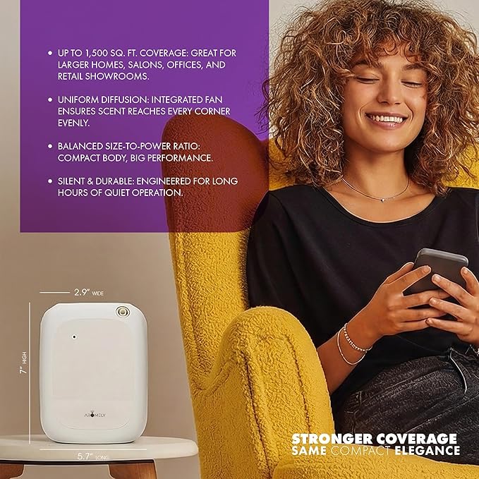 Aromely Smart Bluetooth Nebulizing Aromatherapy Scent Diffuser, Essential Oil Diffuser for Home, Spa & Office, Waterless Aroma Diffuser, App Controlled Perfect Air Freshener up to 1,500 SQFT - White