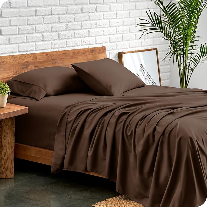 Bare Home Split King Sheet Set - 1800 Ultra-Soft Microfiber Bed Sheets - Double Brushed - Deep Pockets - Easy Fit - 5 Piece Set - Bed Sheets & Pillowcases (Split King, Cocoa) BareHome