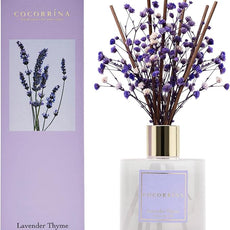 Cocorrína Premium Reed Diffuser Set with Preserved Baby's Breath & Cotton Stick Lavender Thyme | 6.7oz Scent Fragrance Lavender Oil Diffuser for Bedroom Bathroom Home Décor